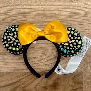 Disney 50th Anniversary Rhinestone Ears w/ Gold Bow